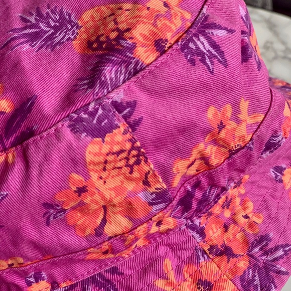 Joe Fresh Purple and Orange Pineapple Floral Kids Bucket Hat SIZE s/m-p/m - Picture 2 of 3